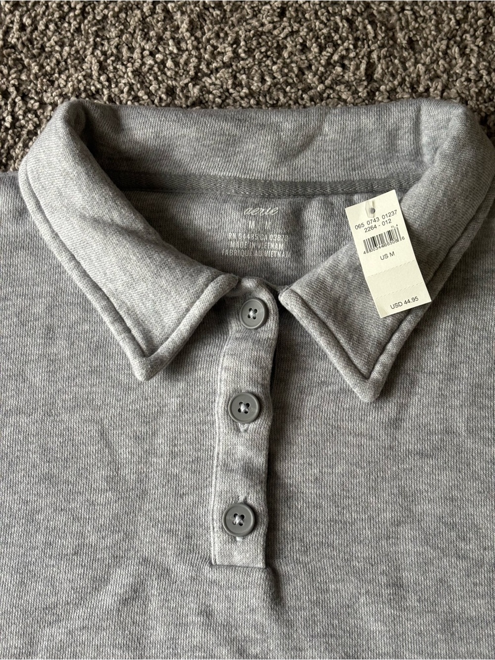 Aerie Fleece of Mind Cropped Polo Henley Collared Fleece Sweatshirt Grey Size M - Picture 4 of 14